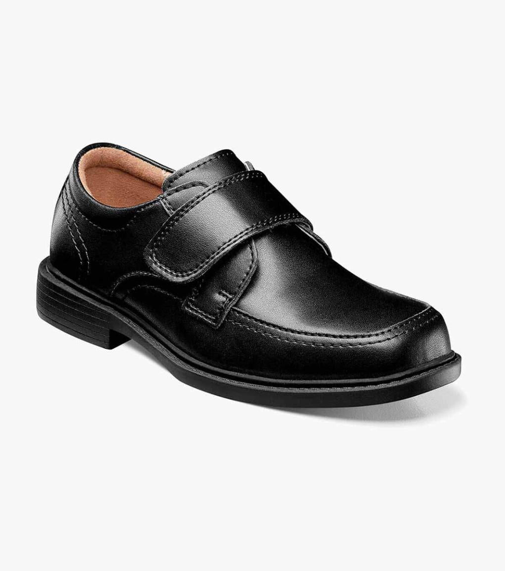 Berwyn Jr. II Boys Moc Toe Strap Black | Kids Florsheim Dress Shoes