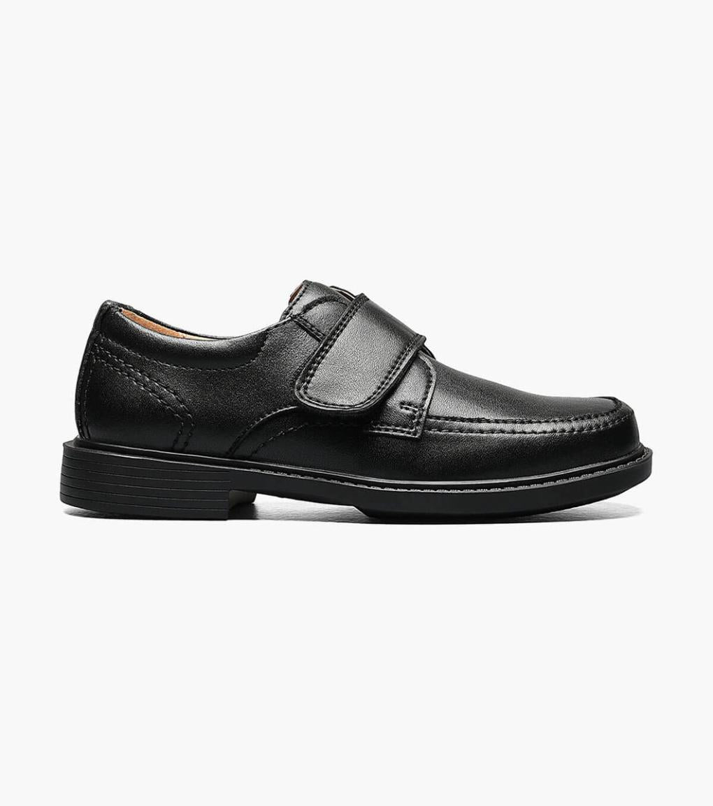Berwyn Jr. II Boys Moc Toe Strap Black | Kids Florsheim Dress Shoes