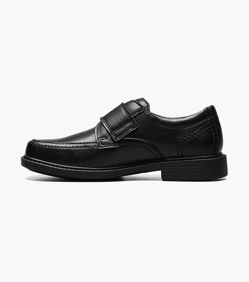 Berwyn Jr. II Boys Moc Toe Strap Black | Kids Florsheim Dress Shoes
