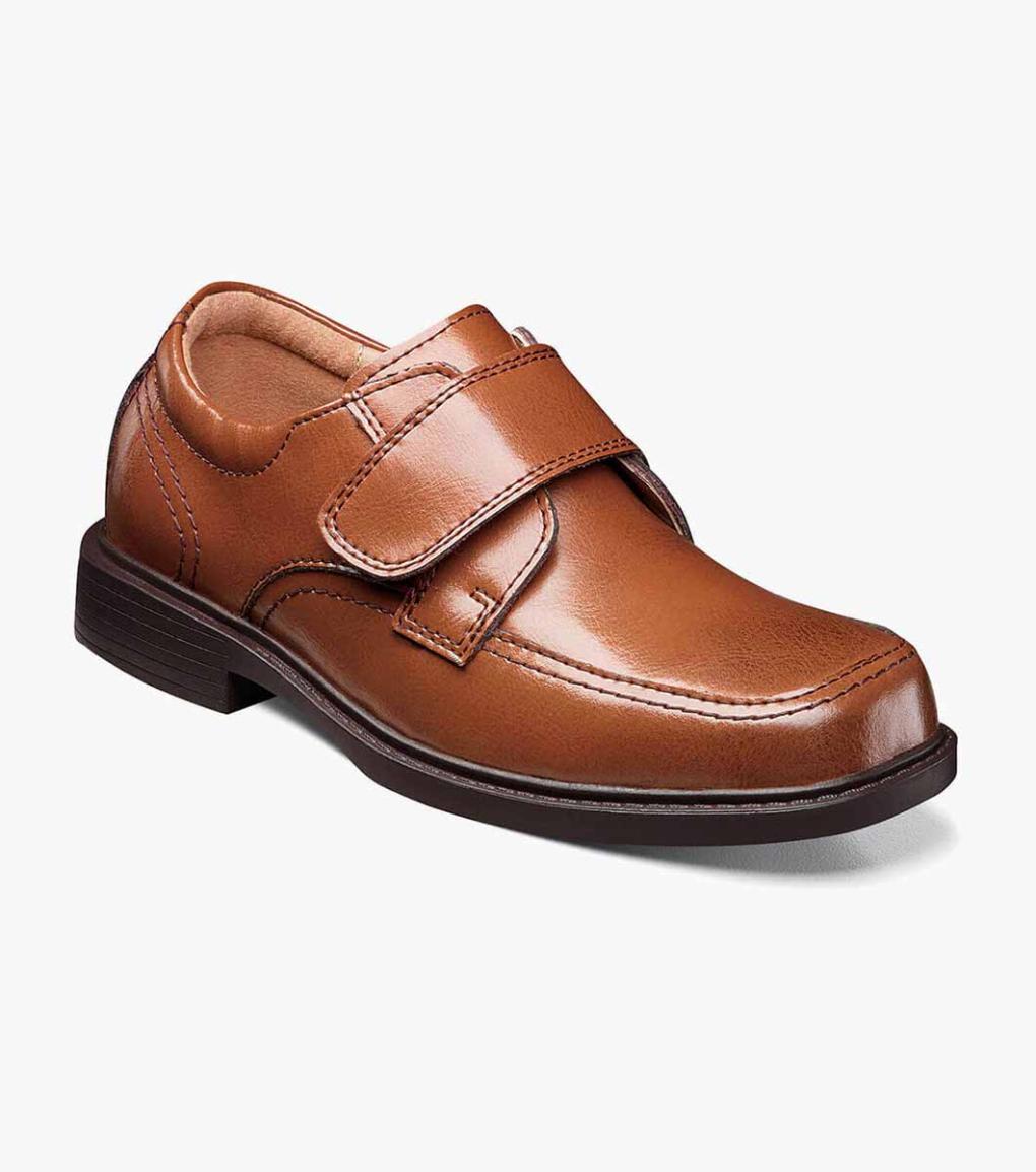 Berwyn Jr. II Boys Moc Toe Strap Cognac | Kids Florsheim Dress Shoes