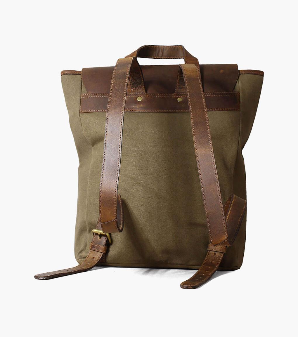 Orazio Canvas/Leather Backpack Green | Men Florsheim Bags